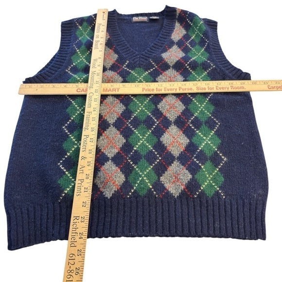 Vintage Par Four  SportsWear Wool Sweater Vest V Neck Large Mens Argyle Grandpa - Picture 11 of 13